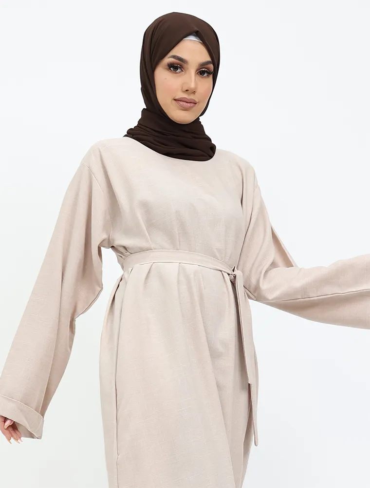 Beige Linen Abaya